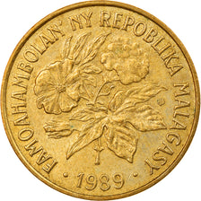 Coin, Madagascar, 20 Francs, 4 Ariary, 1989, Paris, EF(40-45), Aluminum-Bronze
