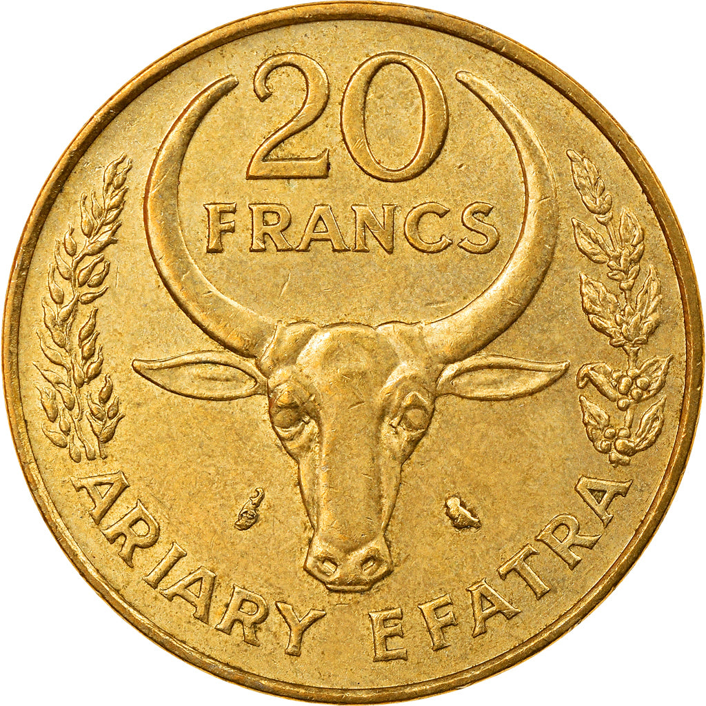 Coin, Madagascar, 20 Francs, 4 Ariary, 1989, Paris, EF(40-45), Aluminum-Bronze