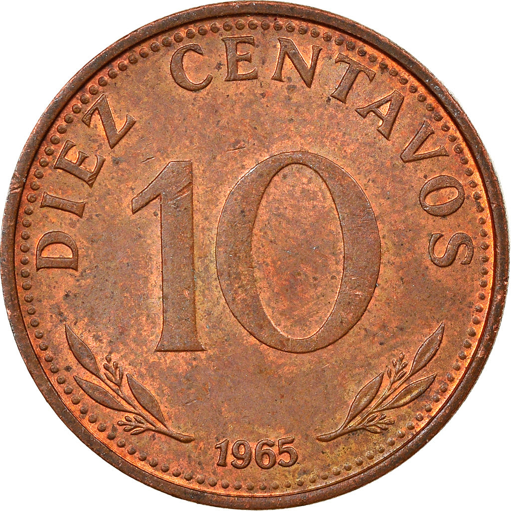 Coin, Bolivia, 10 Centavos, 1965, EF(40-45), Copper Clad Steel, KM:188