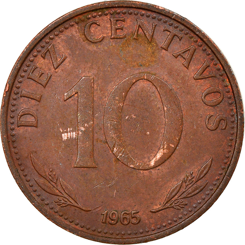 Moneda, Bolivia, 10 Centavos, 1965, MBC, Cobre recubierto de acero, KM:188