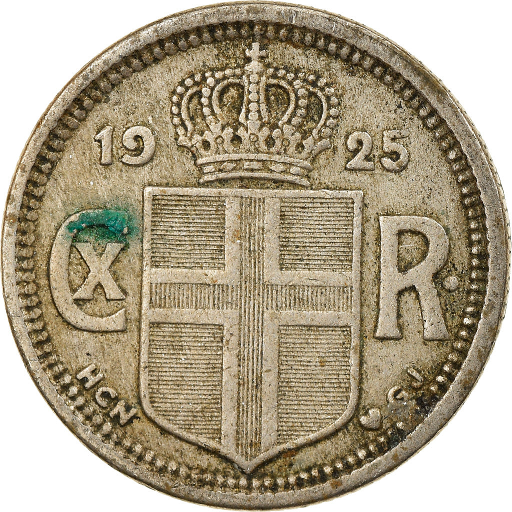 Coin, Iceland, Christian X, 25 Aurar, 1925, Copenhagen, EF(40-45)