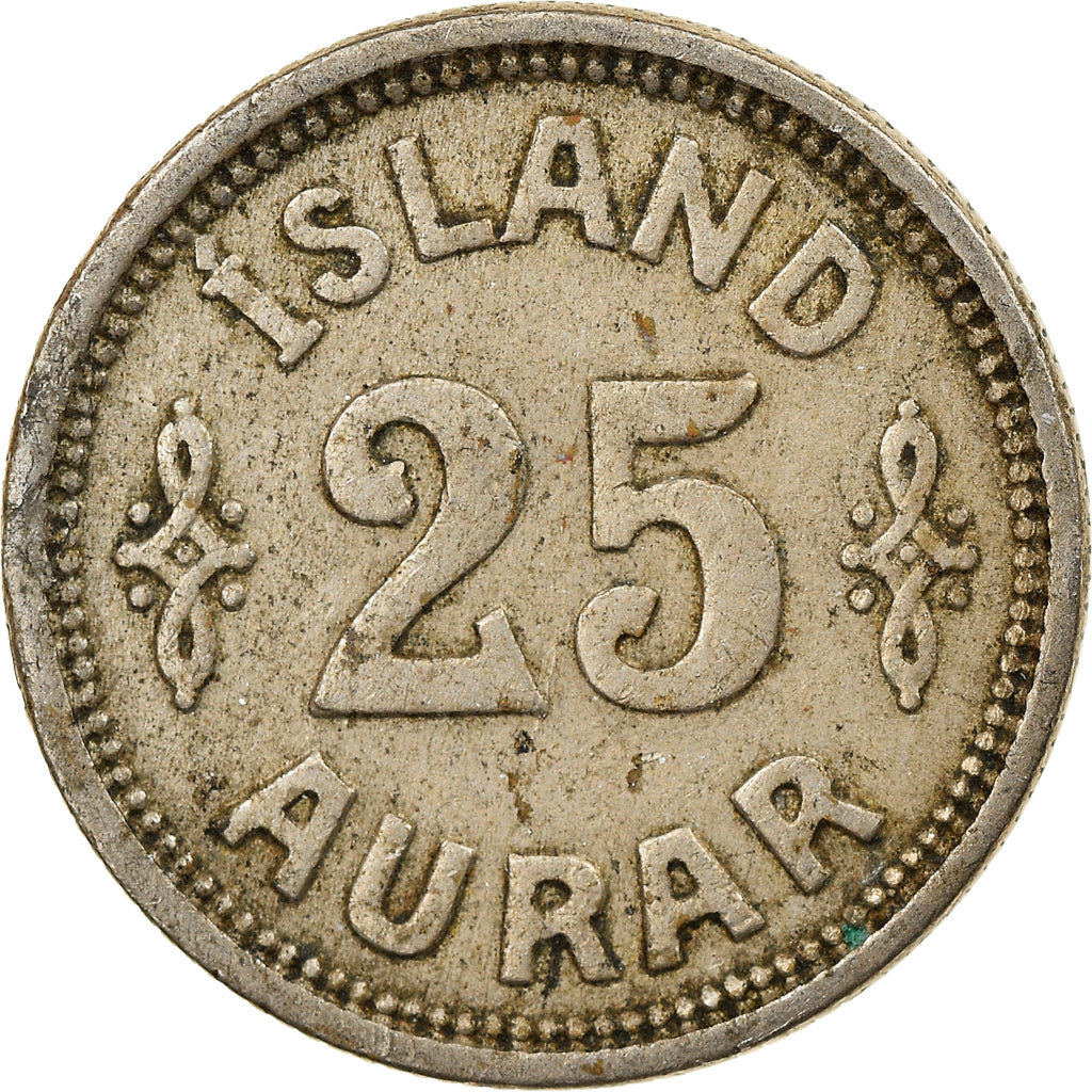 Coin, Iceland, Christian X, 25 Aurar, 1925, Copenhagen, EF(40-45)