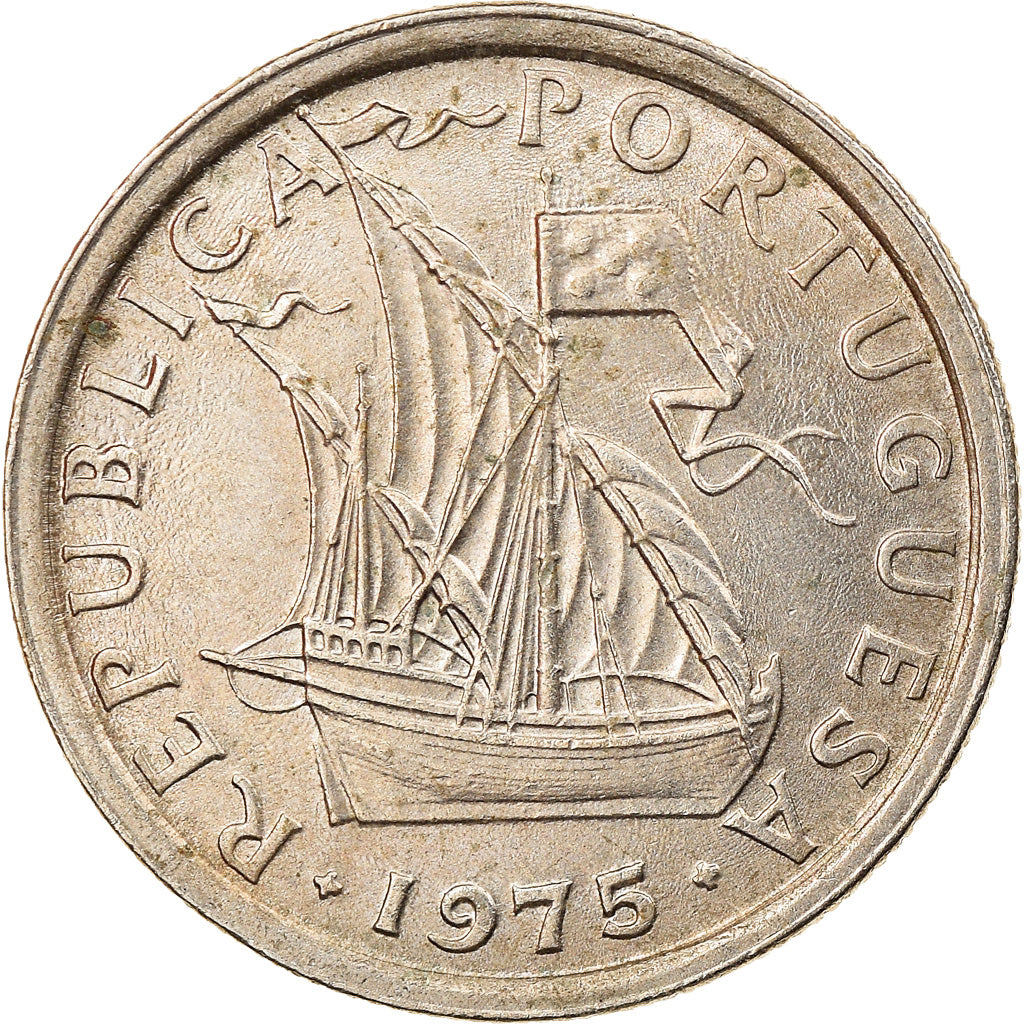 Münze, Portugal, 2-1/2 Escudos, 1975, VZ, Copper-nickel, KM:590