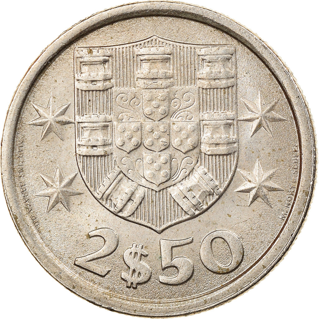 Münze, Portugal, 2-1/2 Escudos, 1975, VZ, Copper-nickel, KM:590