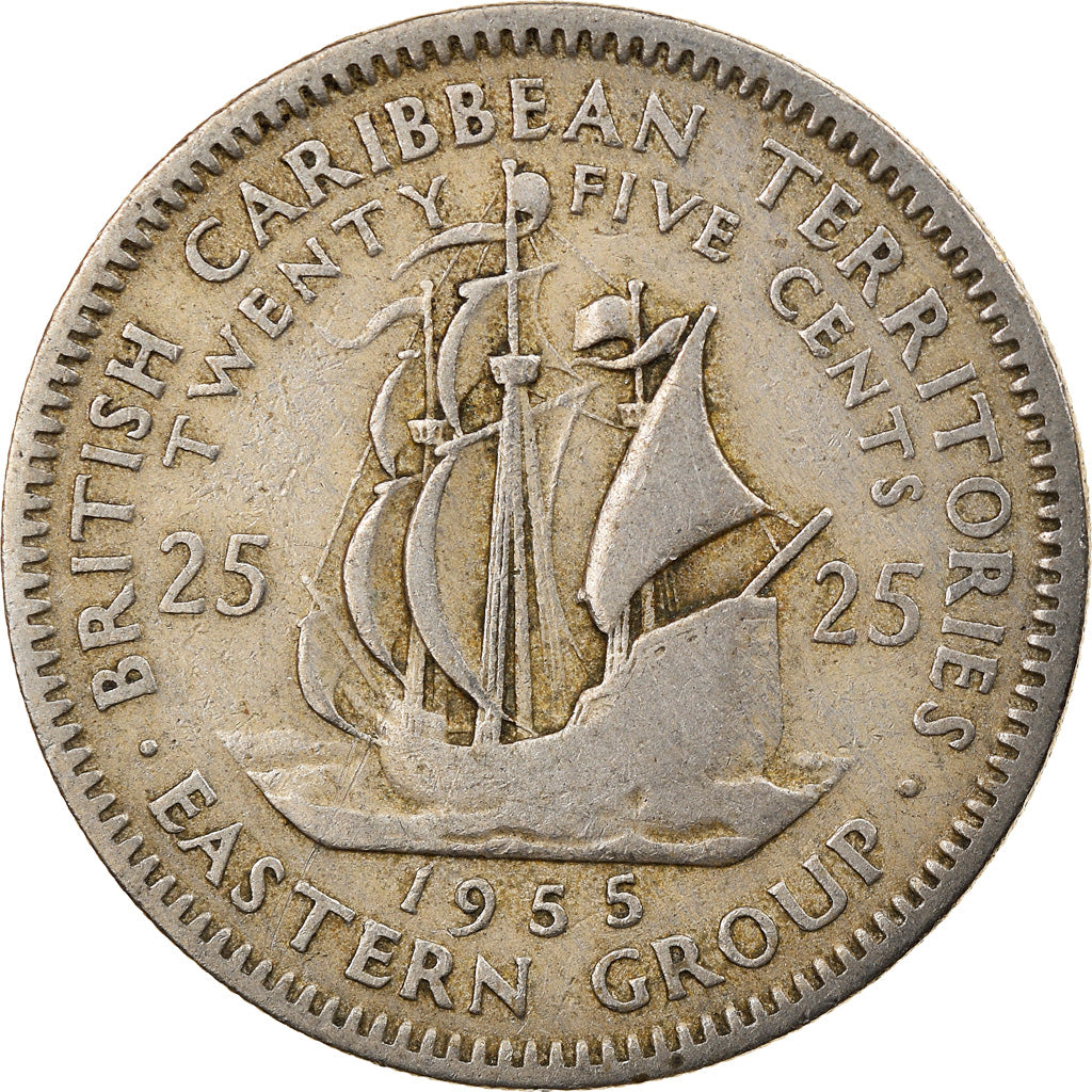 Monnaie, Etats des caraibes orientales, Elizabeth II, 25 Cents, 1955, TTB