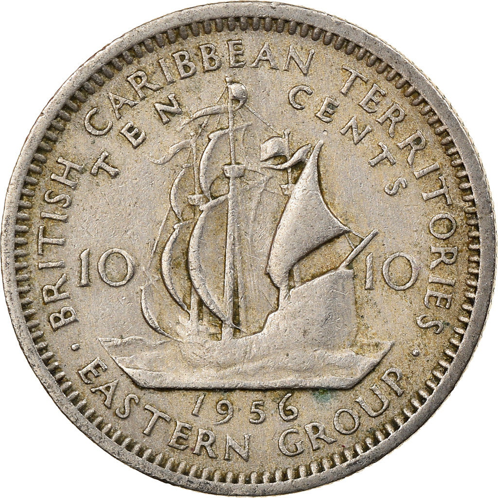 Monnaie, Etats des caraibes orientales, Elizabeth II, 10 Cents, 1956, TTB