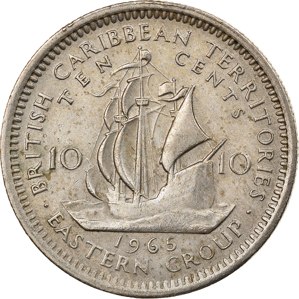 Monnaie, Etats des caraibes orientales, Elizabeth II, 10 Cents, 1965, TTB