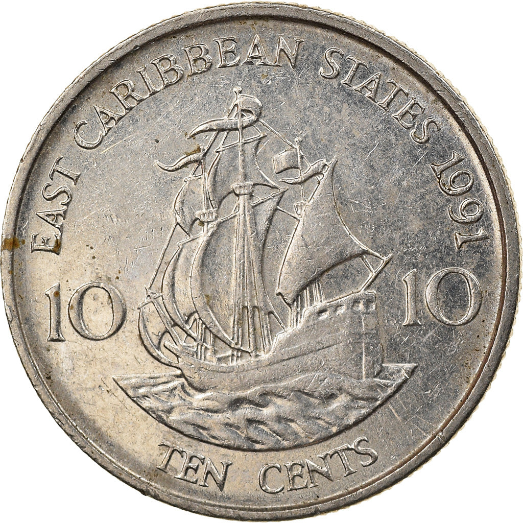 Münze, Osten Karibik Staaten, Elizabeth II, 10 Cents, 1991, SS, Copper-nickel