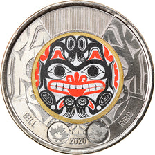 Coin, Canada, Bill Reid, 2 Dollars, 2020, Colorized, MS(63), Bi-Metallic