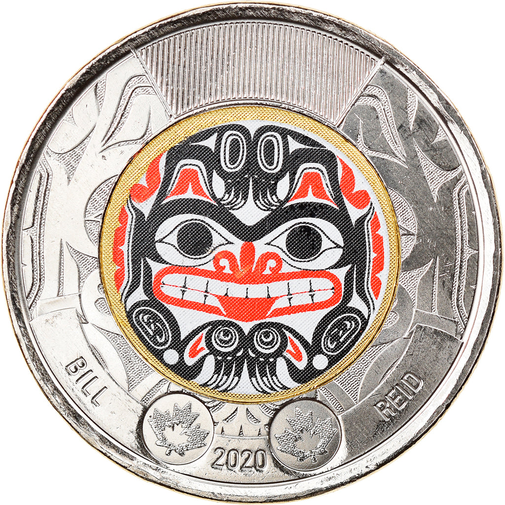 Moneda, Canadá, Bill Reid, 2 Dollars, 2020, Colorized, SC, Bimetálico
