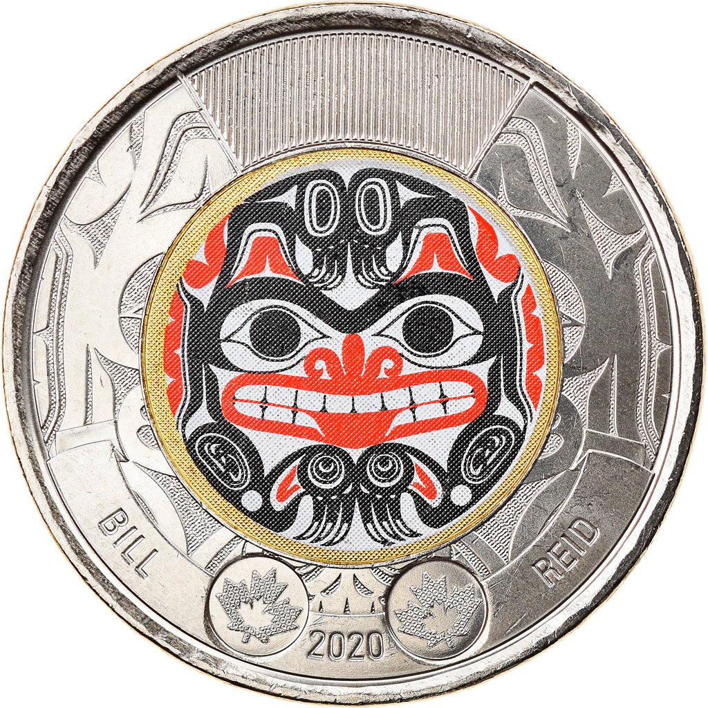 Coin, Canada, Bill Reid, 2 Dollars, 2020, Colorized, MS(63), Bi-Metallic