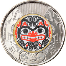 Coin, Canada, Bill Reid, 2 Dollars, 2020, Colorized, MS(63), Bi-Metallic