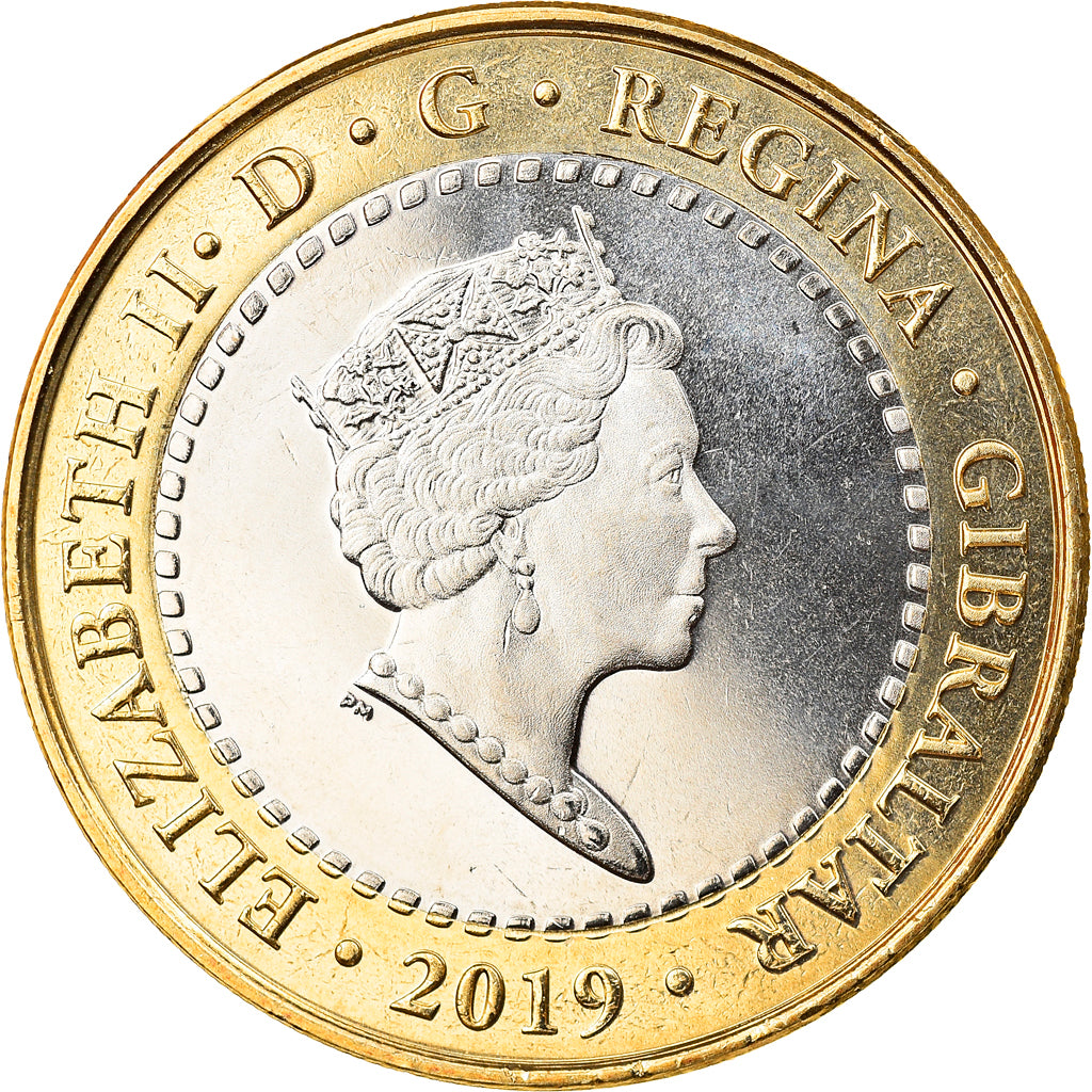 Coin, Gibraltar, Island games, 2 Dollars, 2019, MS(63), Bi-Metallic