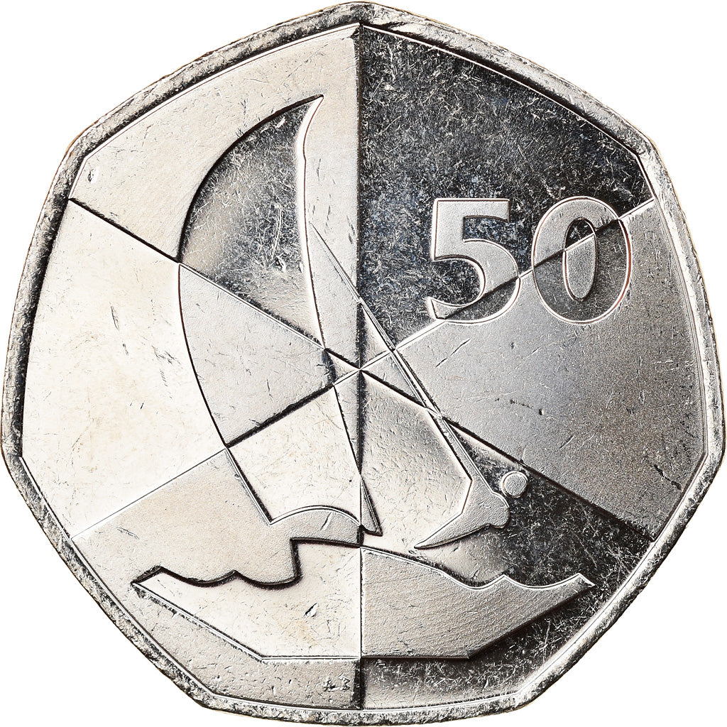 Coin, Gibraltar, Island games, 50 Pence, 2019, MS(63), Copper-nickel