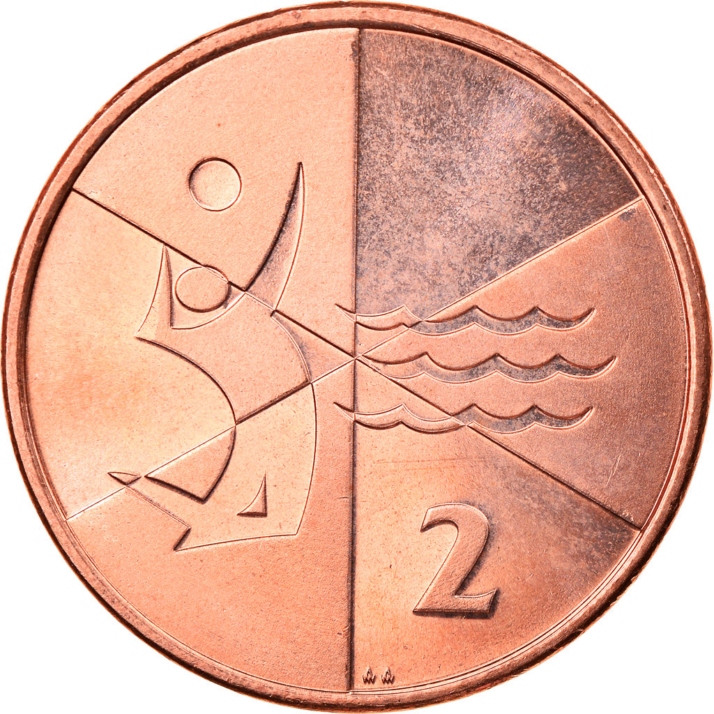 Coin, Gibraltar, Island games, 2 Pence, 2019, MS(63), Copper Plated Steel