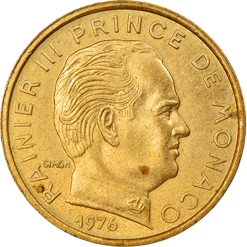 Moneta, Monaco, Rainier III, 5 Centimes, 1976, AU(55-58), Aluminium-Brąz