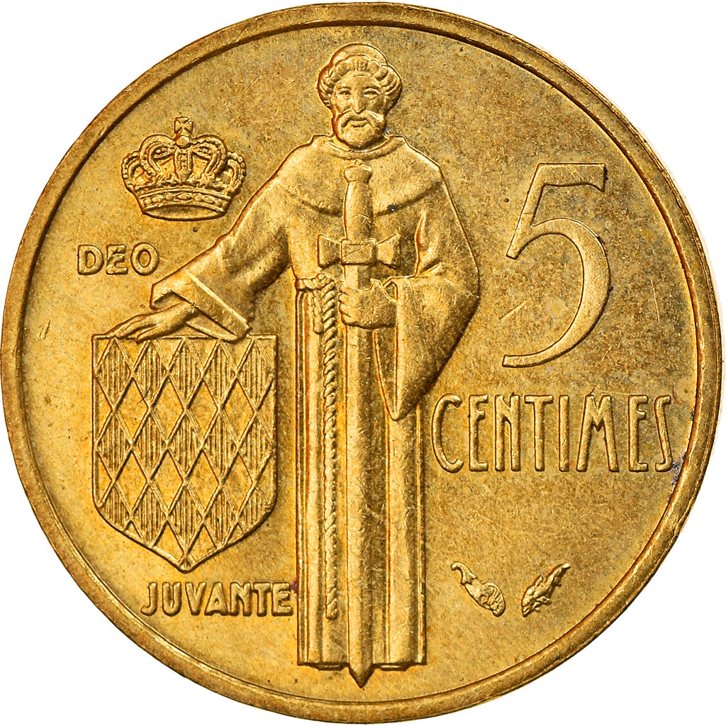 Moneta, Monaco, Rainier III, 5 Centimes, 1976, AU(55-58), Aluminium-Brąz