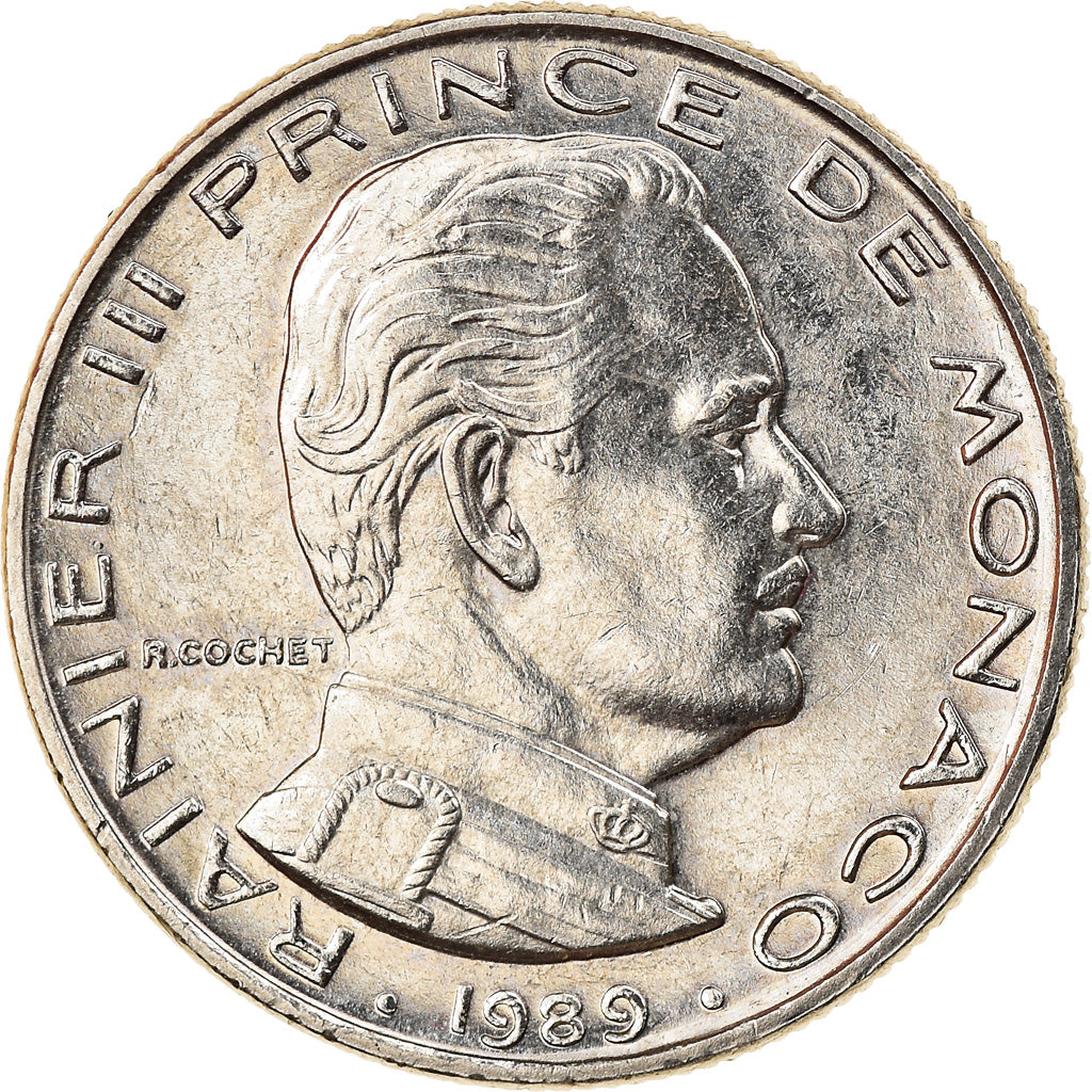 Moneta, Monaco, Rainier III, 1/2 Franc, 1989, SPL, Nichel, KM:145, Gadoury:MC