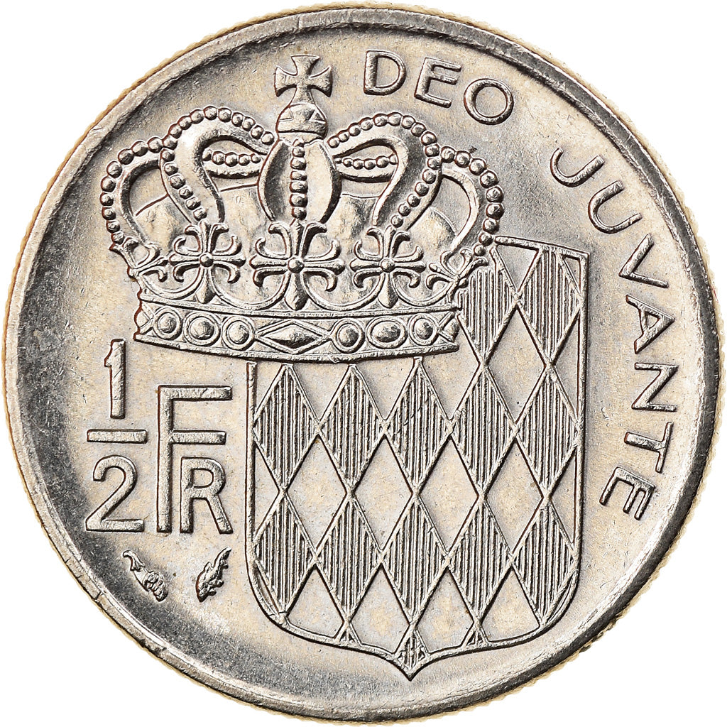 Coin, Monaco, Rainier III, 1/2 Franc, 1982, MS(63), Nickel, KM:145, Gadoury:MC