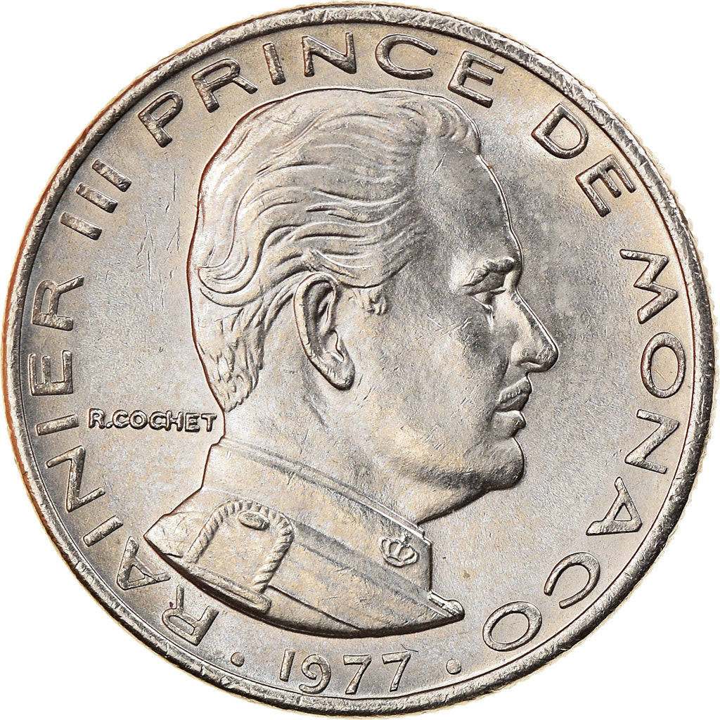 Münze, Monaco, Rainier III, 1/2 Franc, 1977, UNZ, Nickel, KM:145, Gadoury:MC
