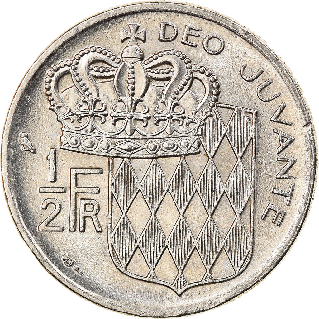 Coin, Monaco, Rainier III, 1/2 Franc, 1974, MS(63), Nickel, KM:145, Gadoury:MC