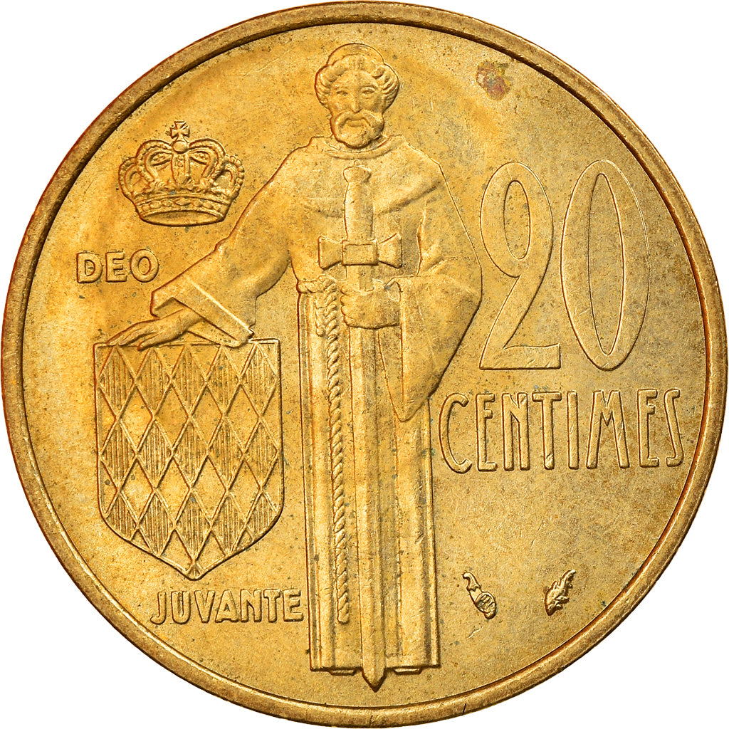 Coin, Monaco, Rainier III, 20 Centimes, 1977, MS(63), Aluminum-Bronze, KM:143