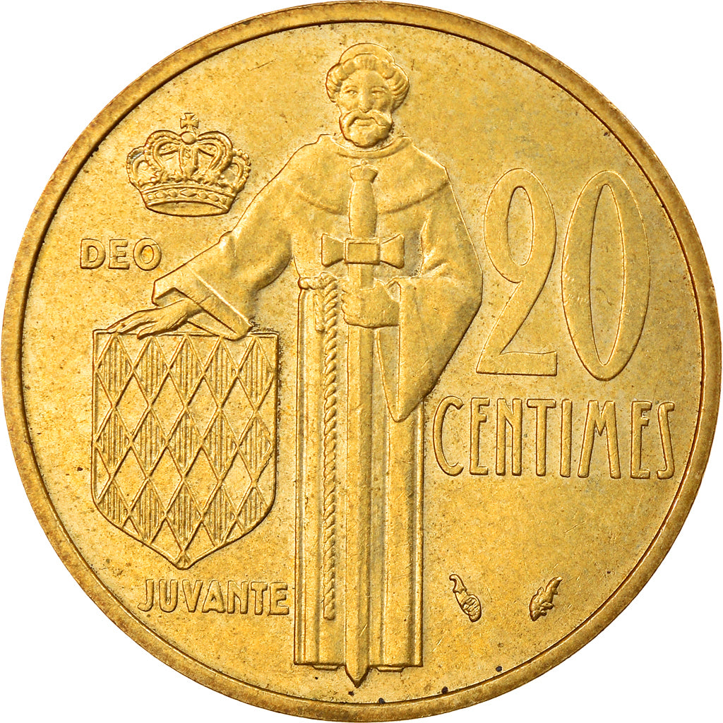 Coin, Monaco, Rainier III, 20 Centimes, 1982, AU(55-58), Aluminum-Bronze