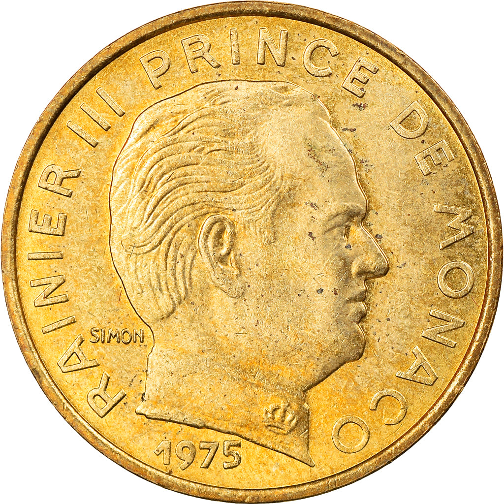 Münze, Monaco, Rainier III, 10 Centimes, 1975, SS, Aluminum-Bronze, KM:142