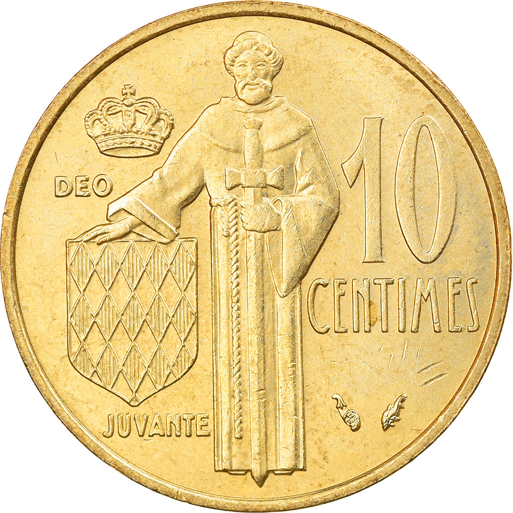 Coin, Monaco, Rainier III, 10 Centimes, 1975, AU(55-58), Aluminum-Bronze