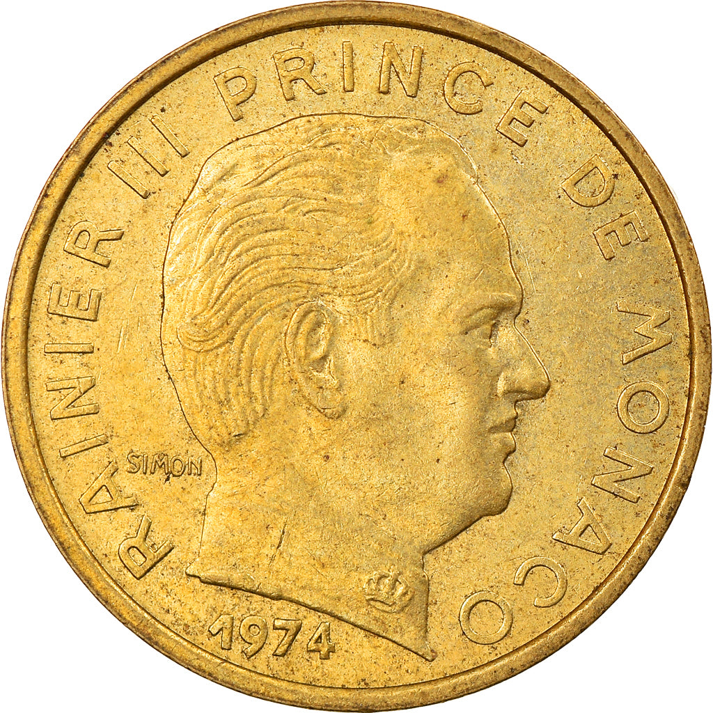 Coin, Monaco, Rainier III, 10 Centimes, 1974, AU(55-58), Aluminum-Bronze