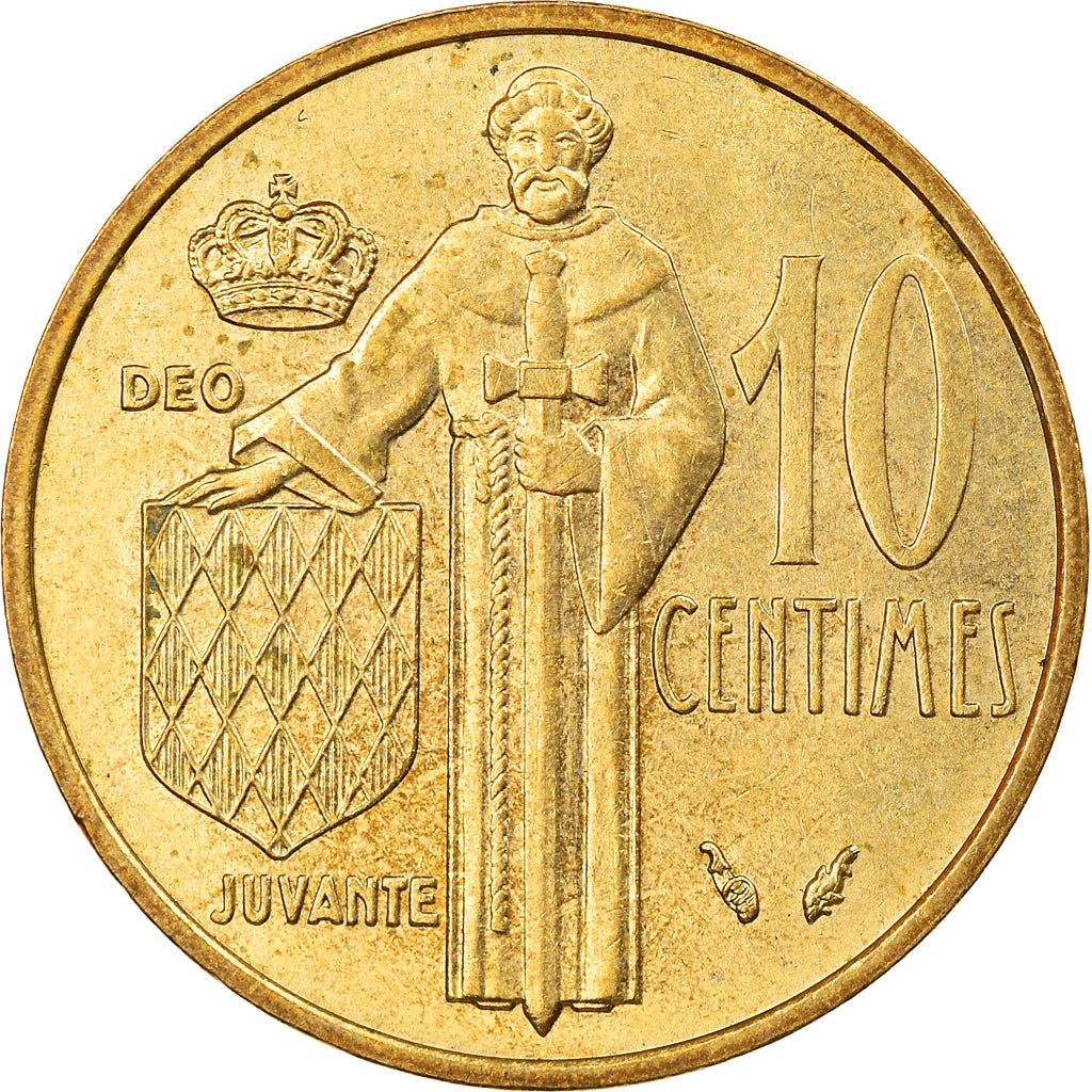 Coin, Monaco, Rainier III, 10 Centimes, 1974, AU(55-58), Aluminum-Bronze