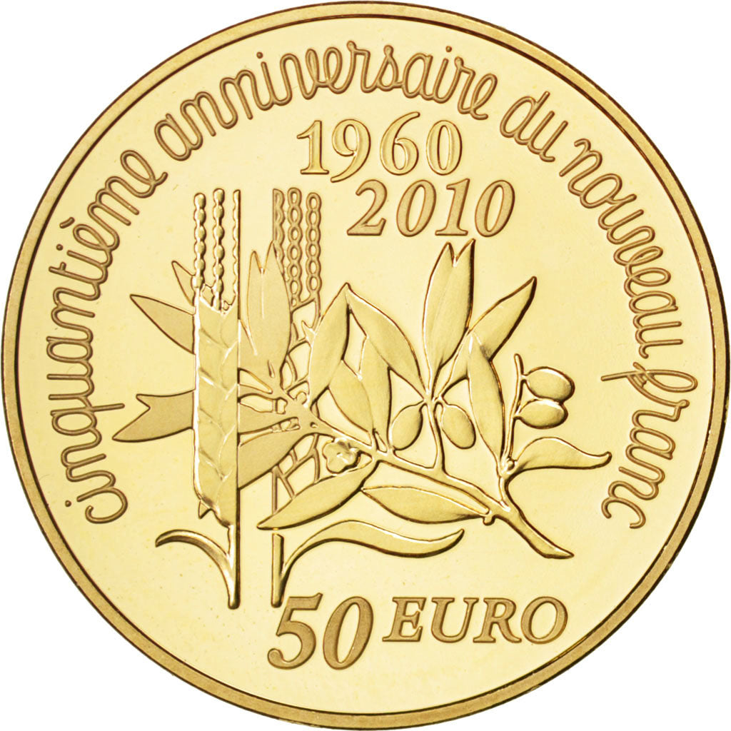 France, 50 Euro, 2010, MS(65-70), Gold, 8.45