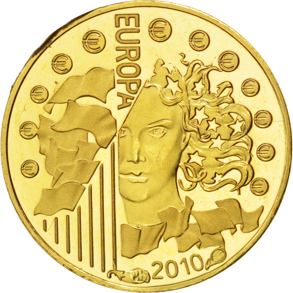 France, 5 Euros, 2010, MS(65-70), Gold, 0.50