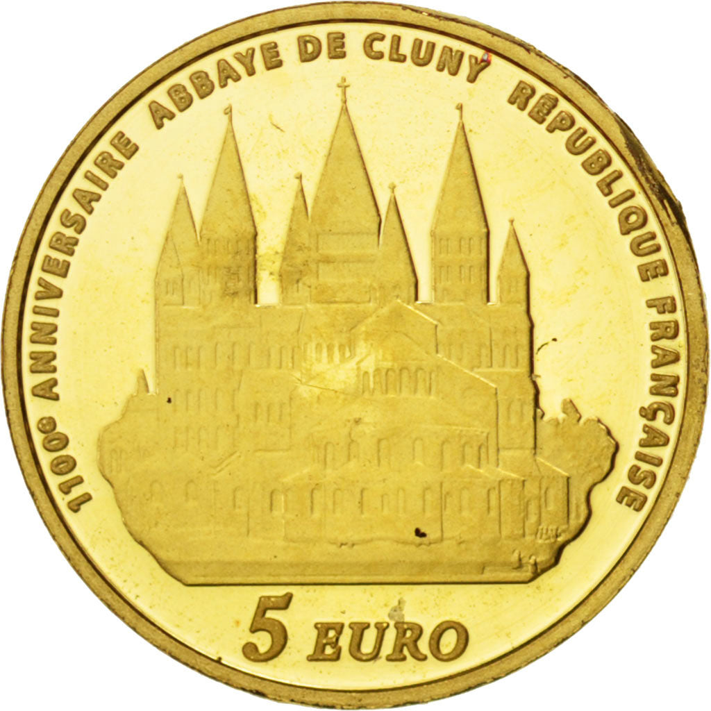 France, 5 Euros, 2010, MS(65-70), Gold, 0.50