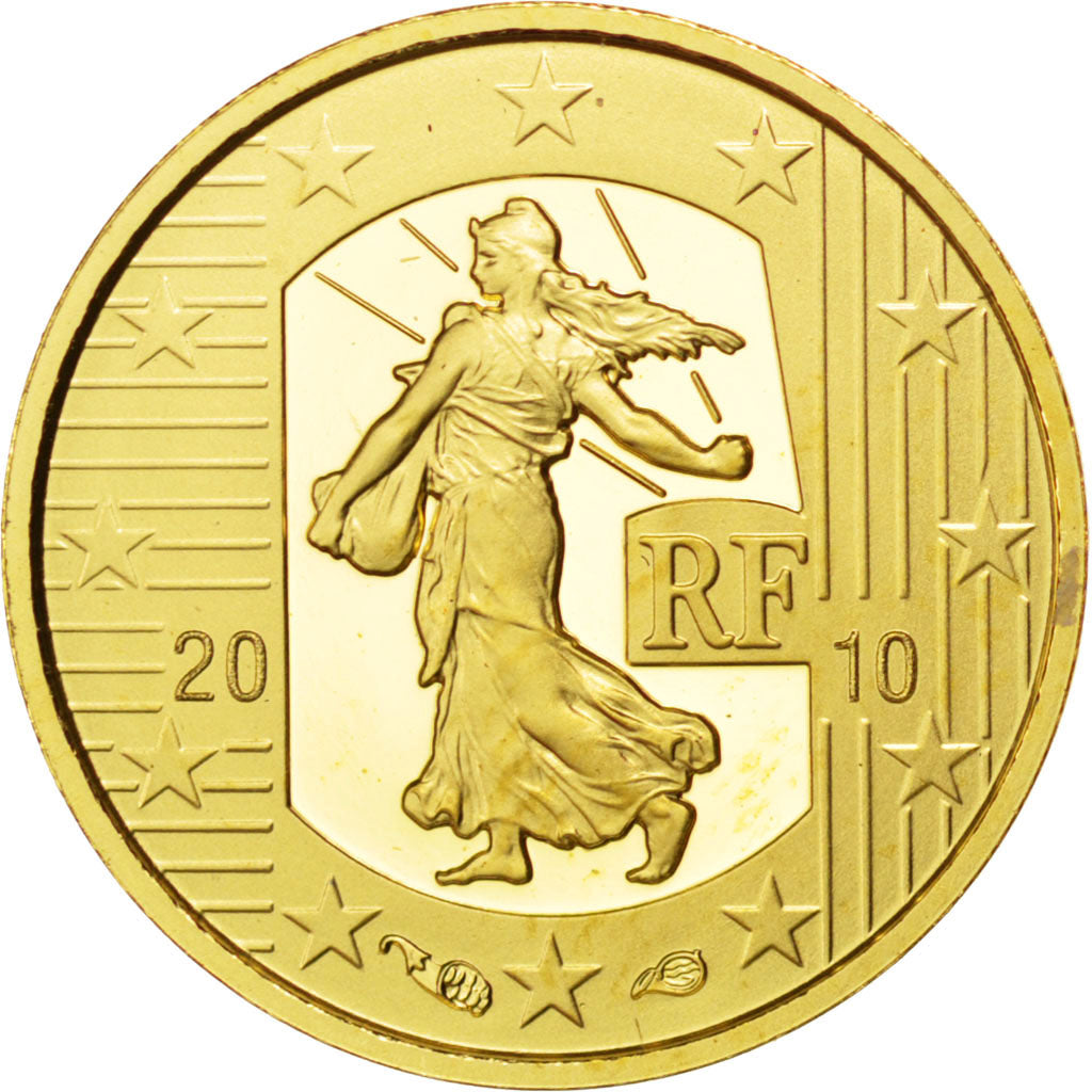 FRANCE, 5 Euro, 2010, Paris, KM #1674, MS(65-70), Gold, 13.9, 1.24