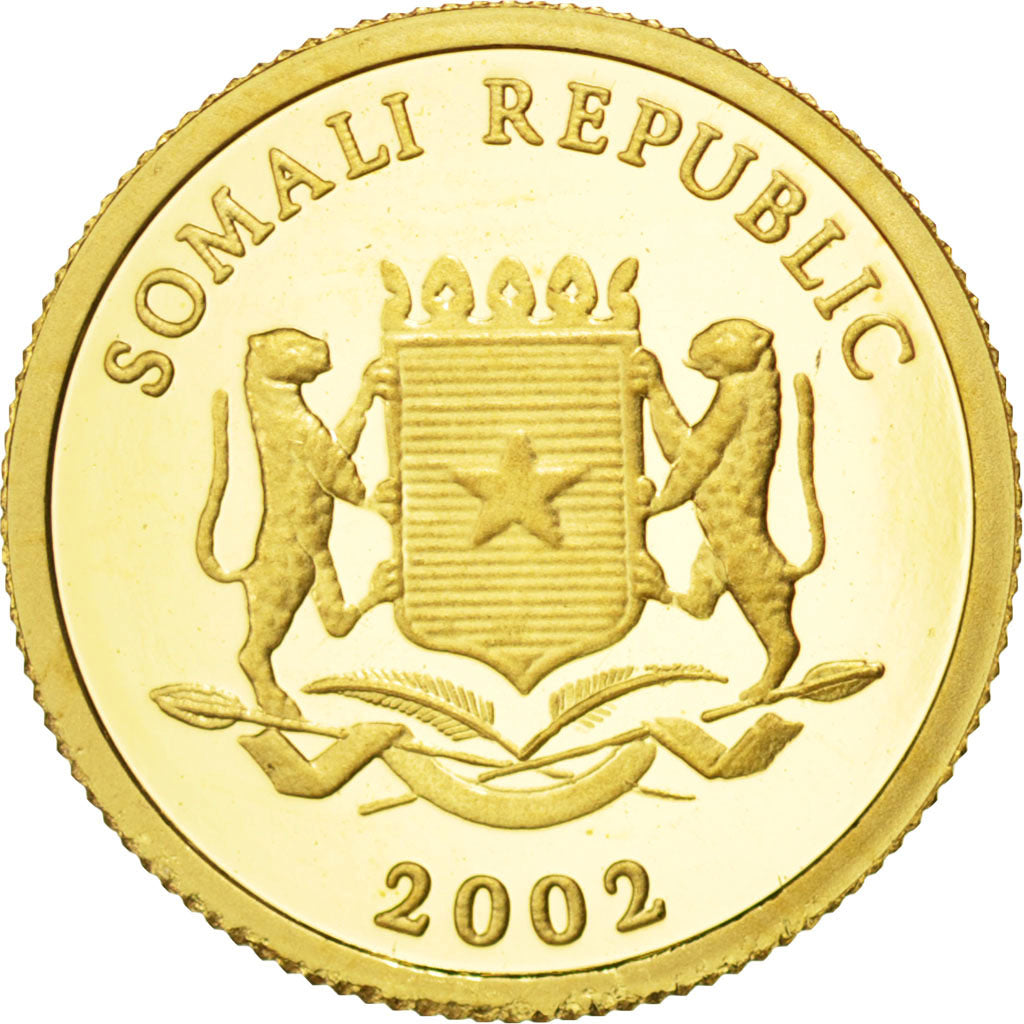 SOMALIA, 50 Shillings, 2002, KM #161, MS(65-70), Gold, 13.88, 1.20