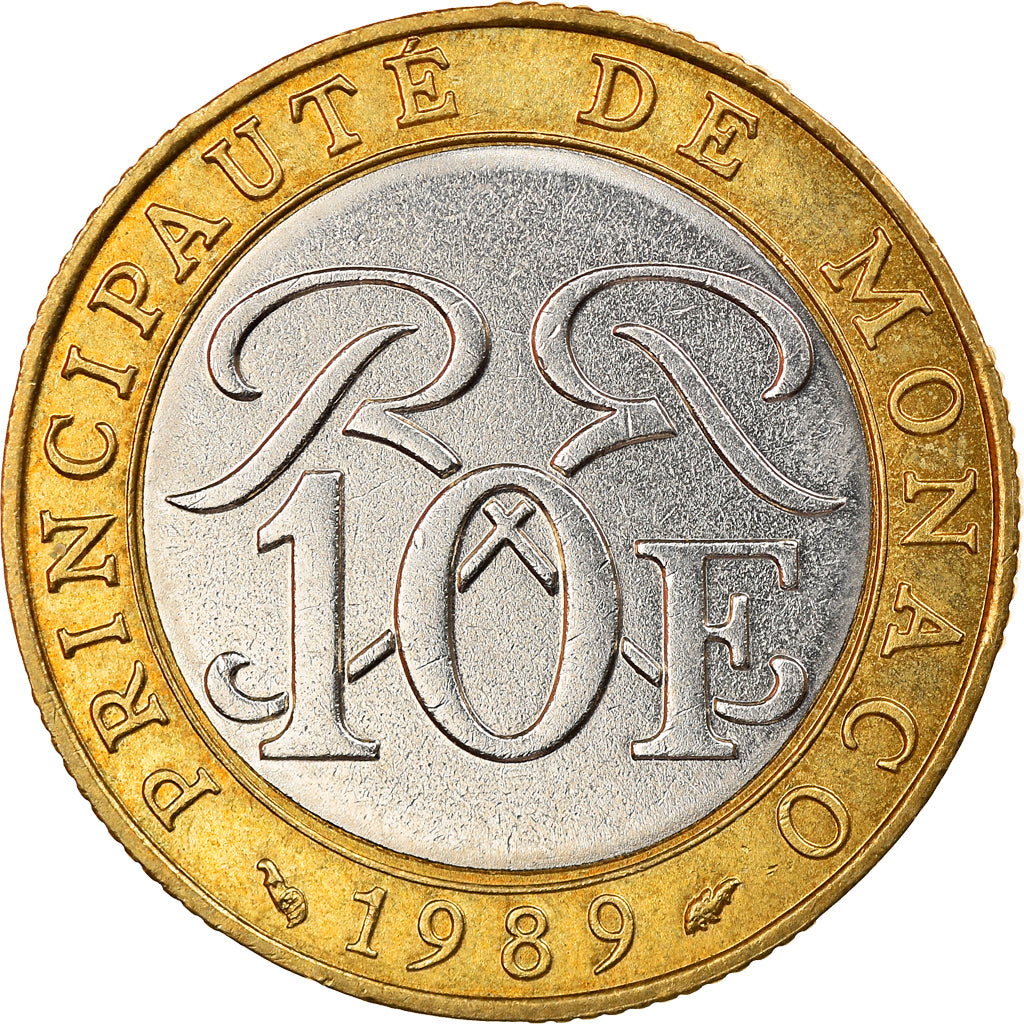 Moneta, Monaco, Rainier III, 10 Francs, 1989, SPL-, Bi-metallico, KM:163