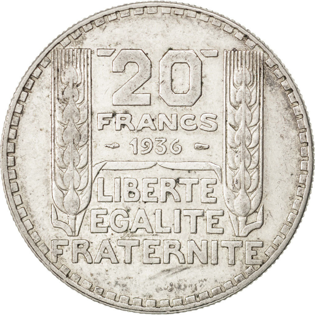 FRANCE, 20 Francs, 1936, KM #879, EF(40-45), Silver, Gadoury #852, 19.93