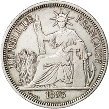 FRENCH INDO-CHINA, Piastre, 1895, Paris, KM #5a.1, EF(40-45), Silver, Lecompte..