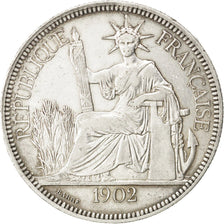 FRENCH INDO-CHINA, Piastre, 1902, Paris, KM #5a.1, EF(40-45), Silver, Lecompte..