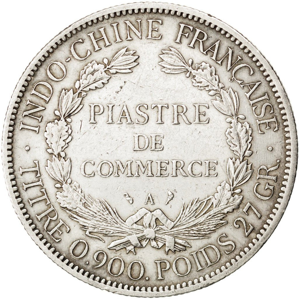 FRENCH INDO-CHINA, Piastre, 1902, Paris, KM #5a.1, EF(40-45), Silver, Lecompte..