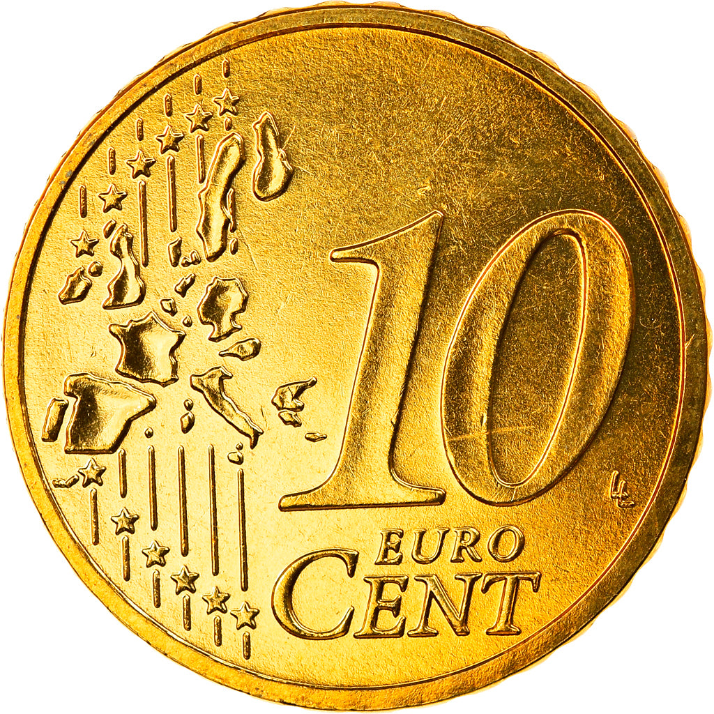 ALEMANHA - REPÚBLICA FEDERAL, 10 Euro Cent, 2002, Stuttgart, MS(65-70), Latão