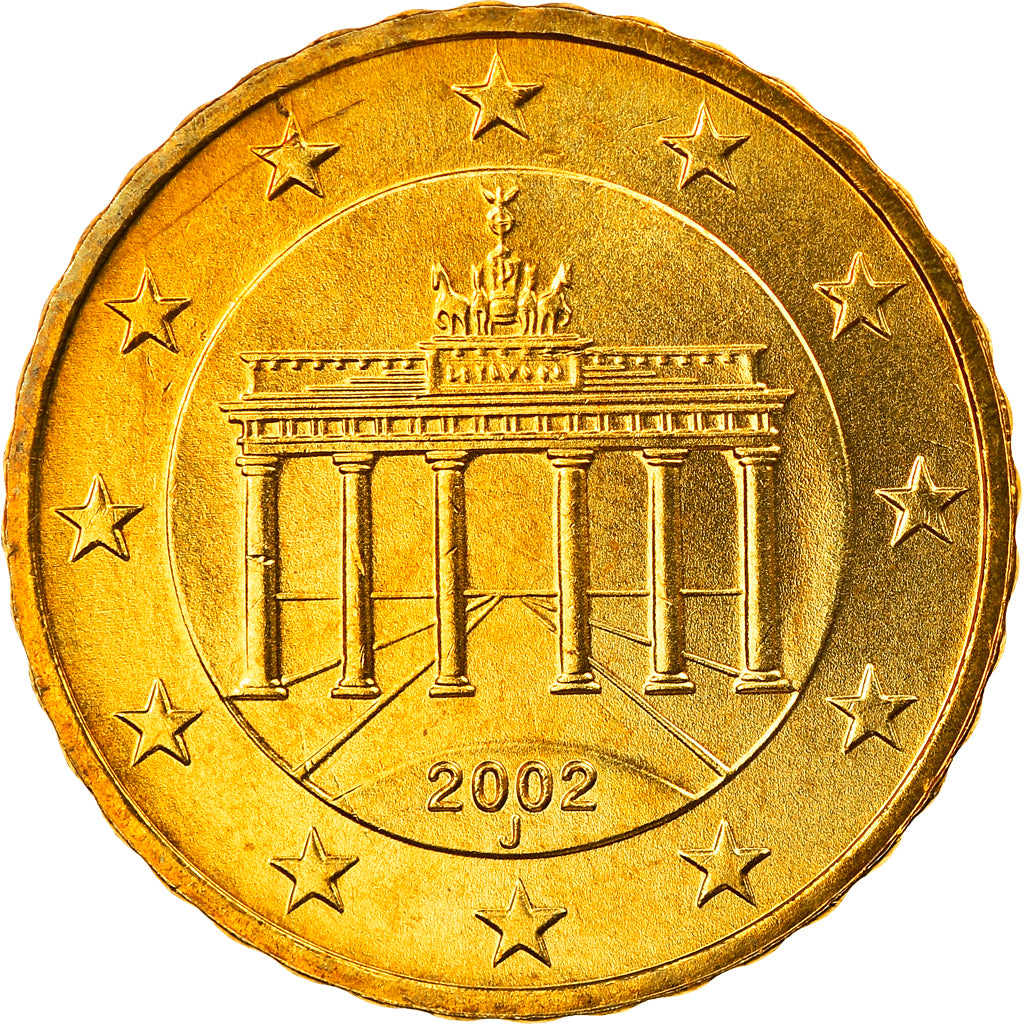 GERMANY - FEDERAL REPUBLIC, 10 Euro Cent, 2002, Hambourg, MS(65-70), Brass