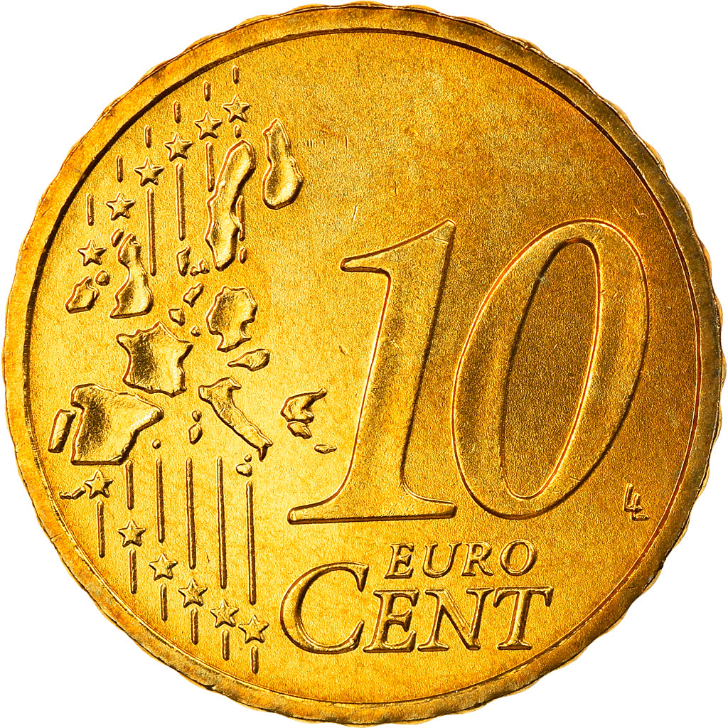 GERMANY - FEDERAL REPUBLIC, 10 Euro Cent, 2002, Hambourg, MS(65-70), Brass