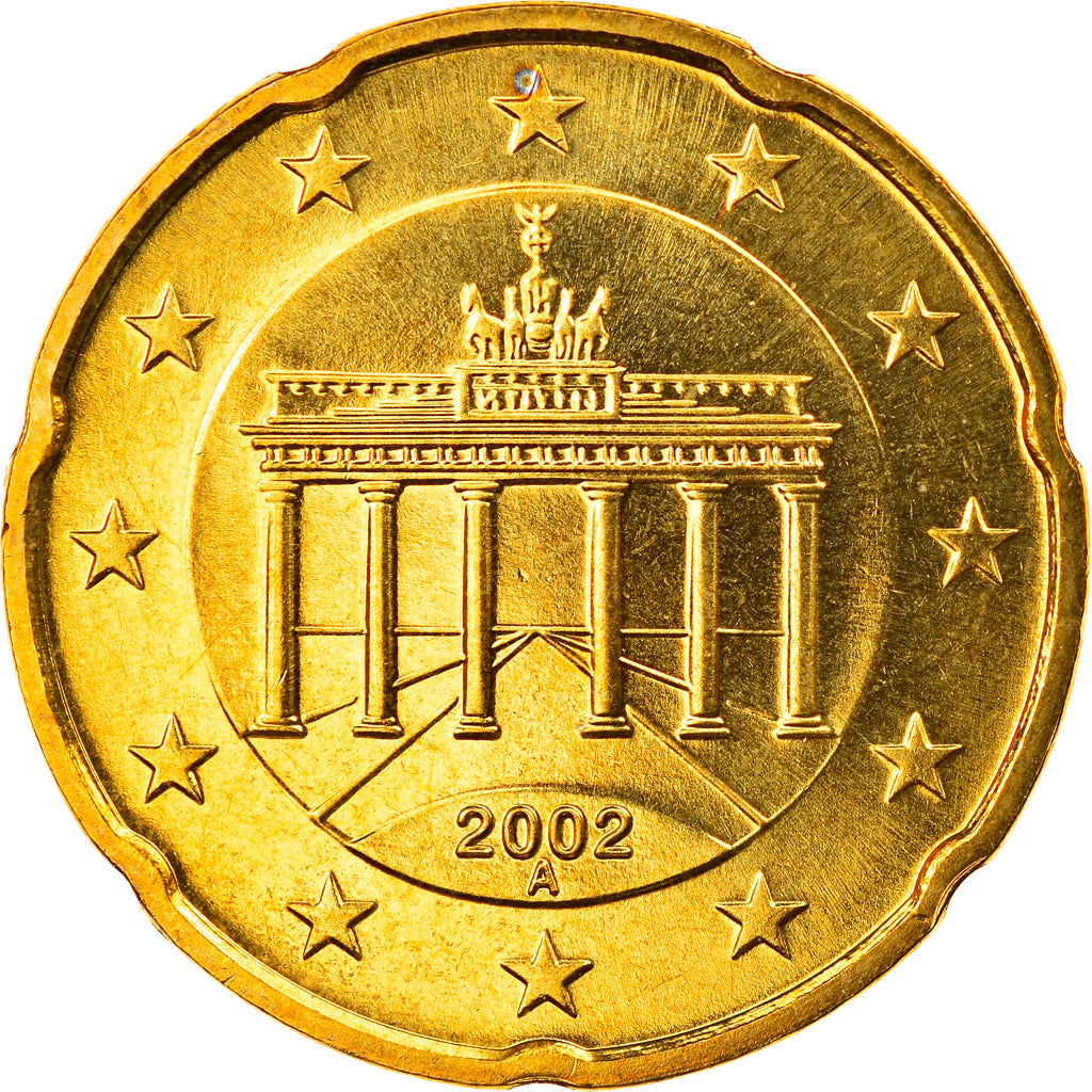 ALEMANHA - REPÚBLICA FEDERAL, 20 Euro Cent, 2002, Berlin, MS(65-70), Latão