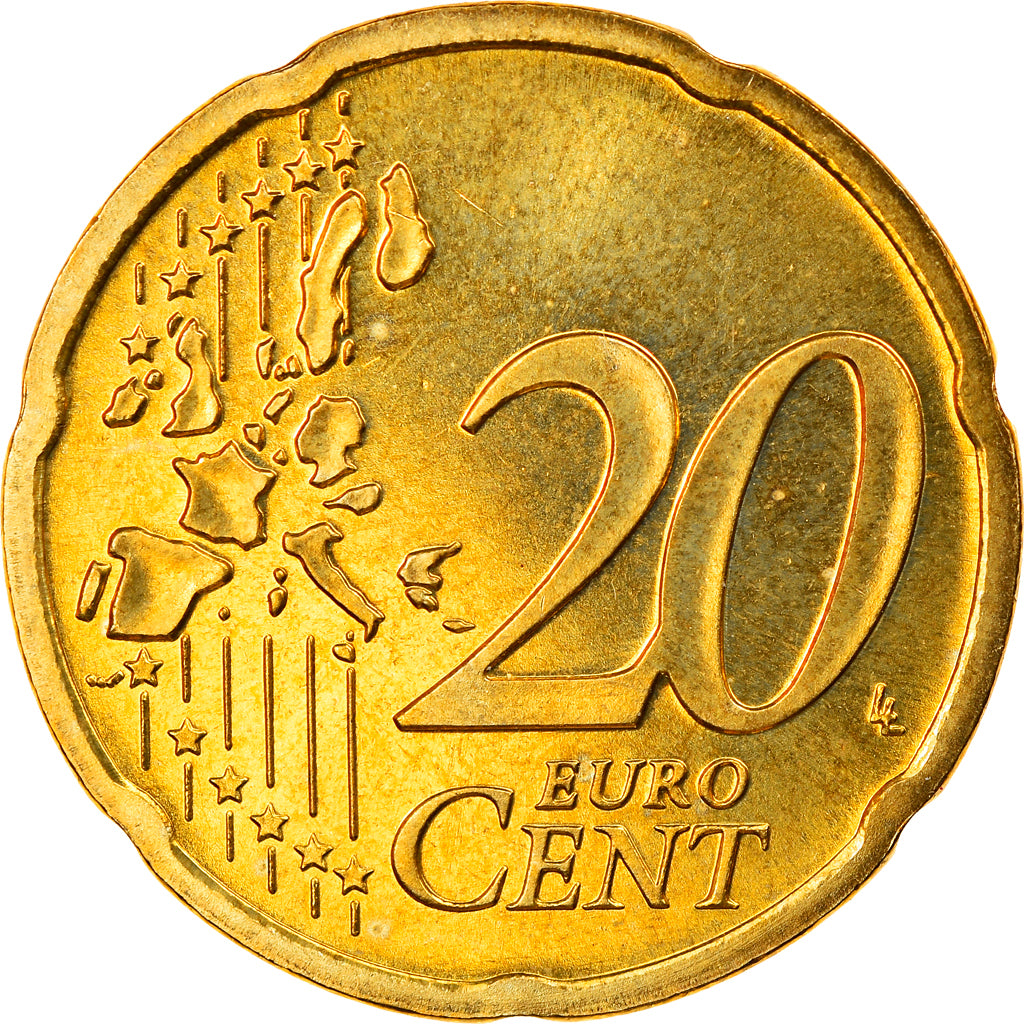 ALEMANHA - REPÚBLICA FEDERAL, 20 Euro Cent, 2002, Berlin, MS(65-70), Latão