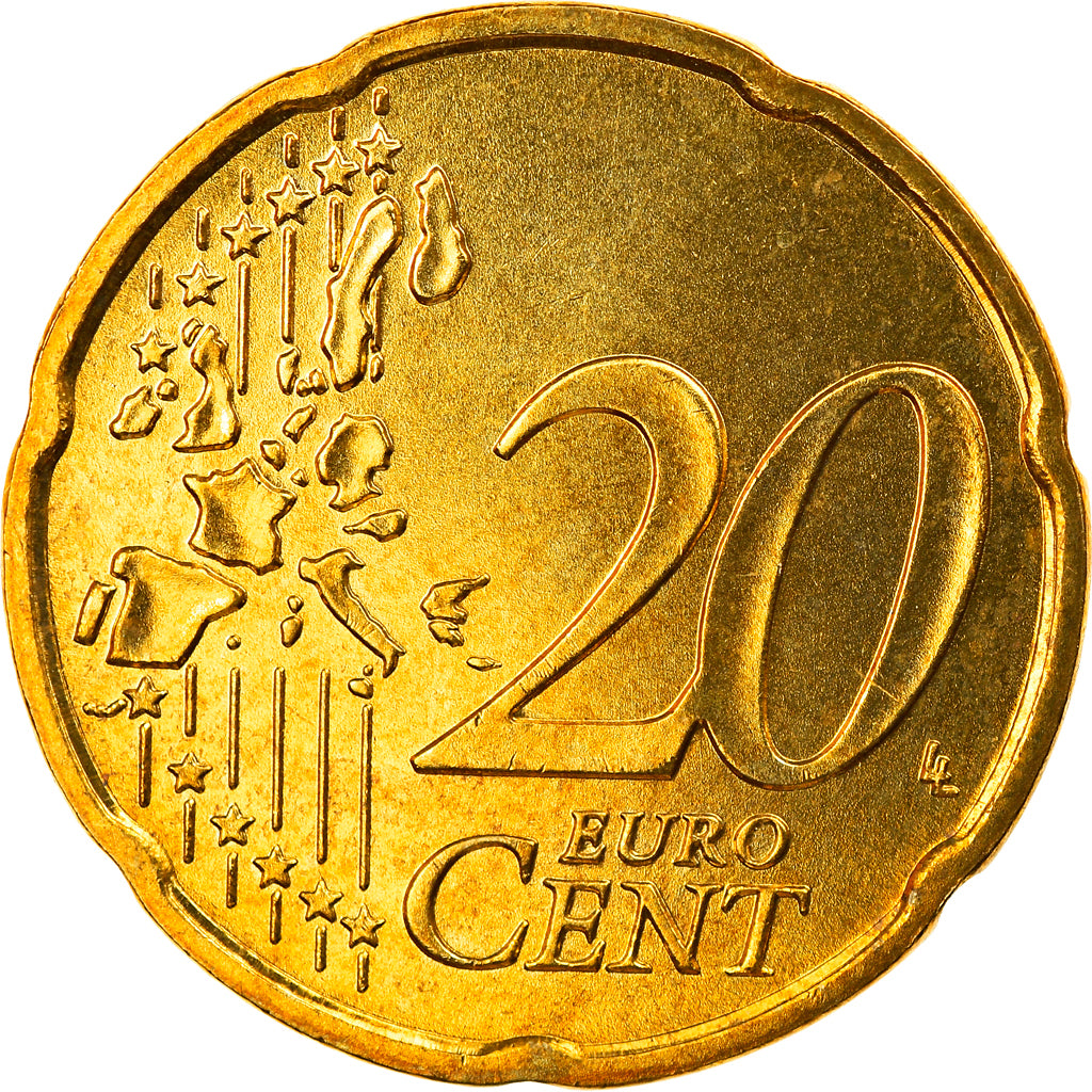 ALEMANHA - REPÚBLICA FEDERAL, 20 Euro Cent, 2002, Hambourg, MS(65-70), Latão