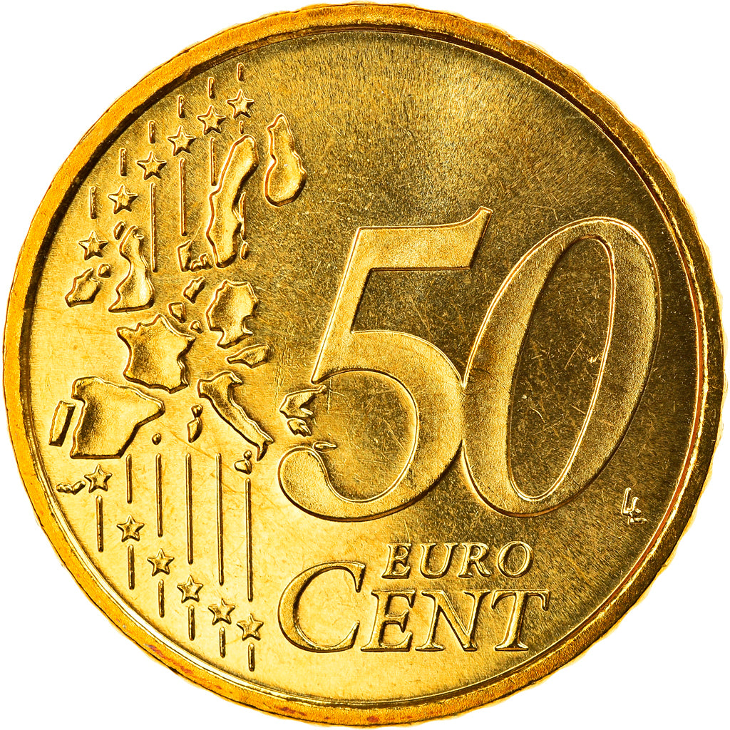 ALEMANHA - REPÚBLICA FEDERAL, 50 Euro Cent, 2002, Karlsruhe, MS(65-70), Latão