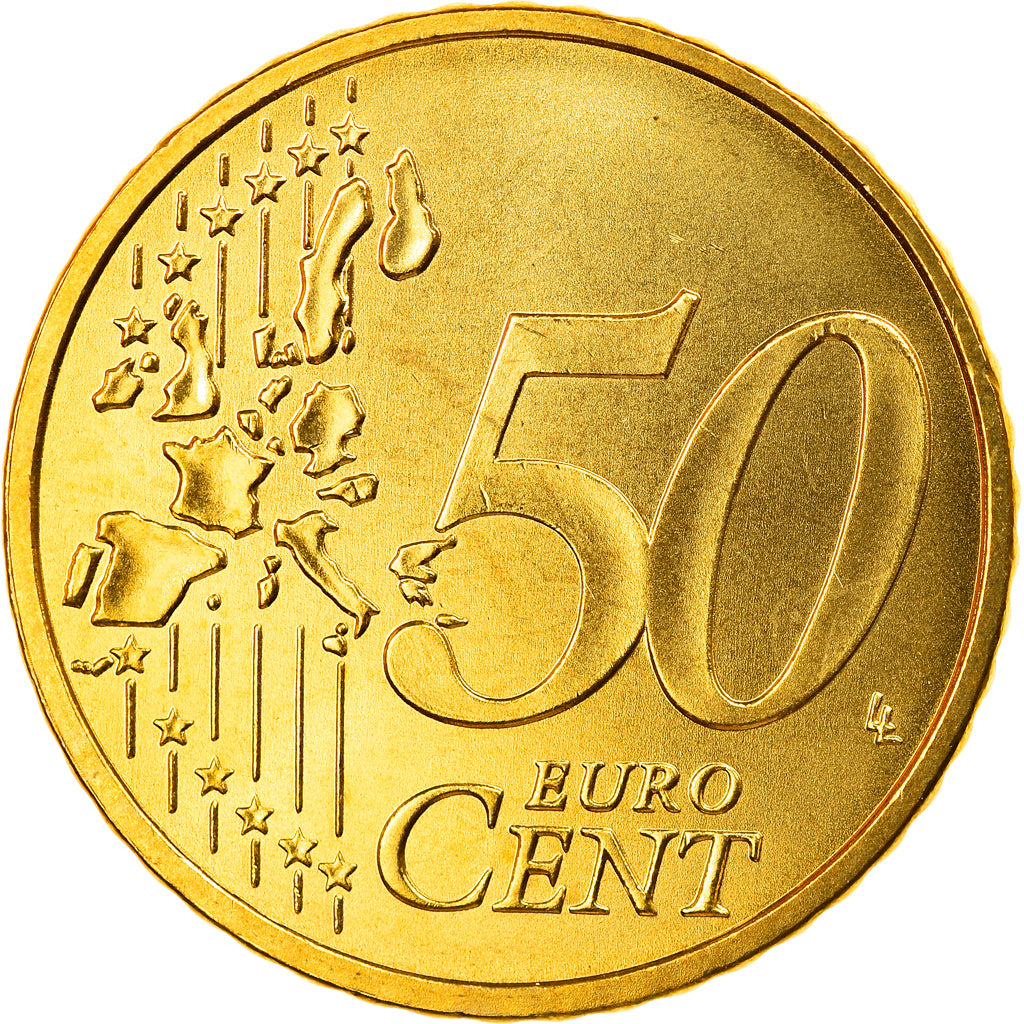 GERMANY - FEDERAL REPUBLIC, 50 Euro Cent, 2002, Hambourg, MS(65-70), Brass