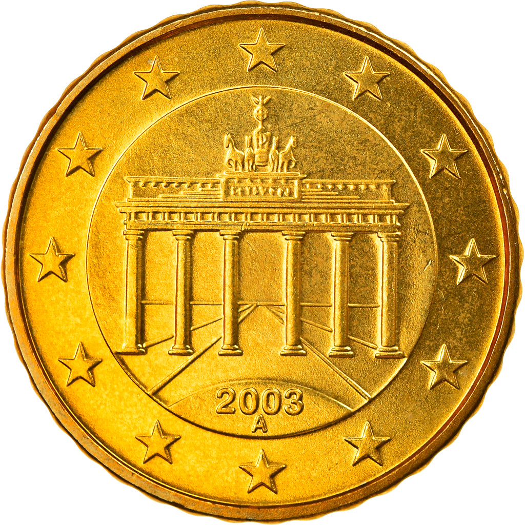 GERMANY - FEDERAL REPUBLIC, 10 Euro Cent, 2003, Berlin, MS(65-70), Brass, KM:210